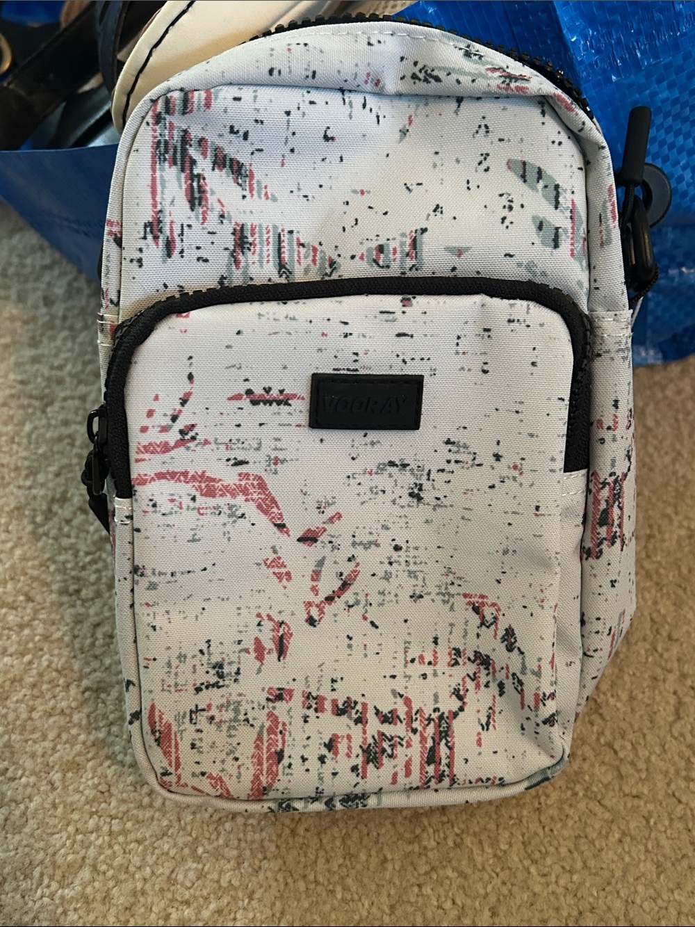 Vooray White Crossbody Bag with Pink & Black Abstract Print